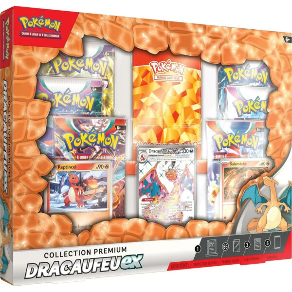 pokemon coffret premium dracaufeu ex 6 boosters jeux de cartes version francaise